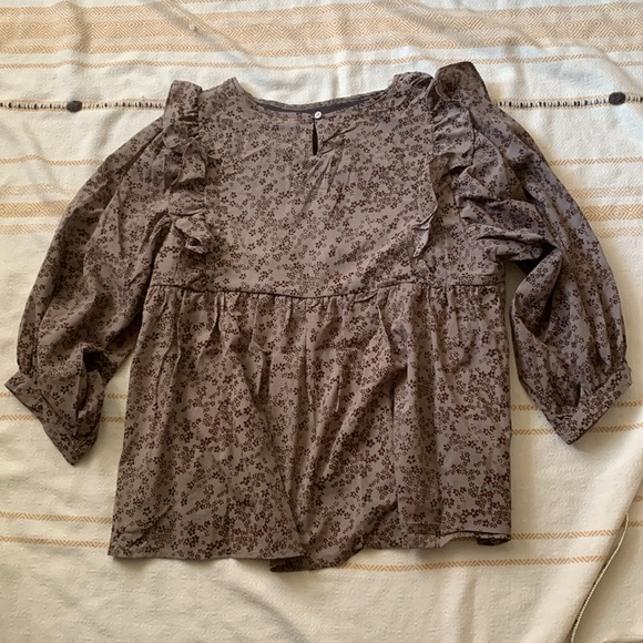 Floral Ruffle Blouse - Brown - Picture 5 of 16